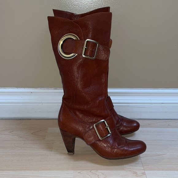 BCBG Girls Cognac Leather Heel Boots - Picture 3 of 10